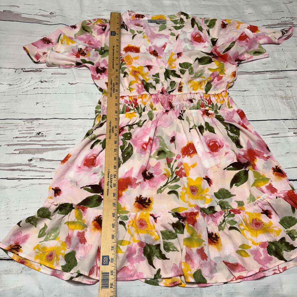 Absolutely Famous Pink and Green Floral Ruffled Midi Sundress - Picture 7 of 8